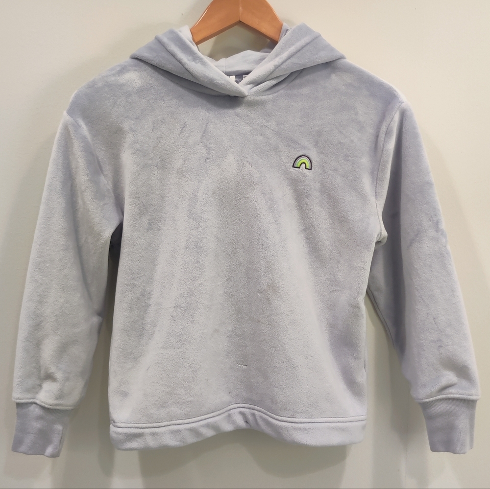 Gap Kids Girls Light Blue Fleece Hoodie w Rainbow Size L (10-11)
